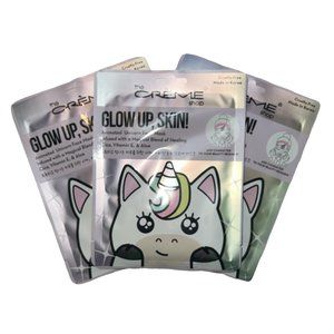 NEW The Creme Shop Glow Up, Skin! Unicorn Sheet Face Mask, Set of 3, NWB